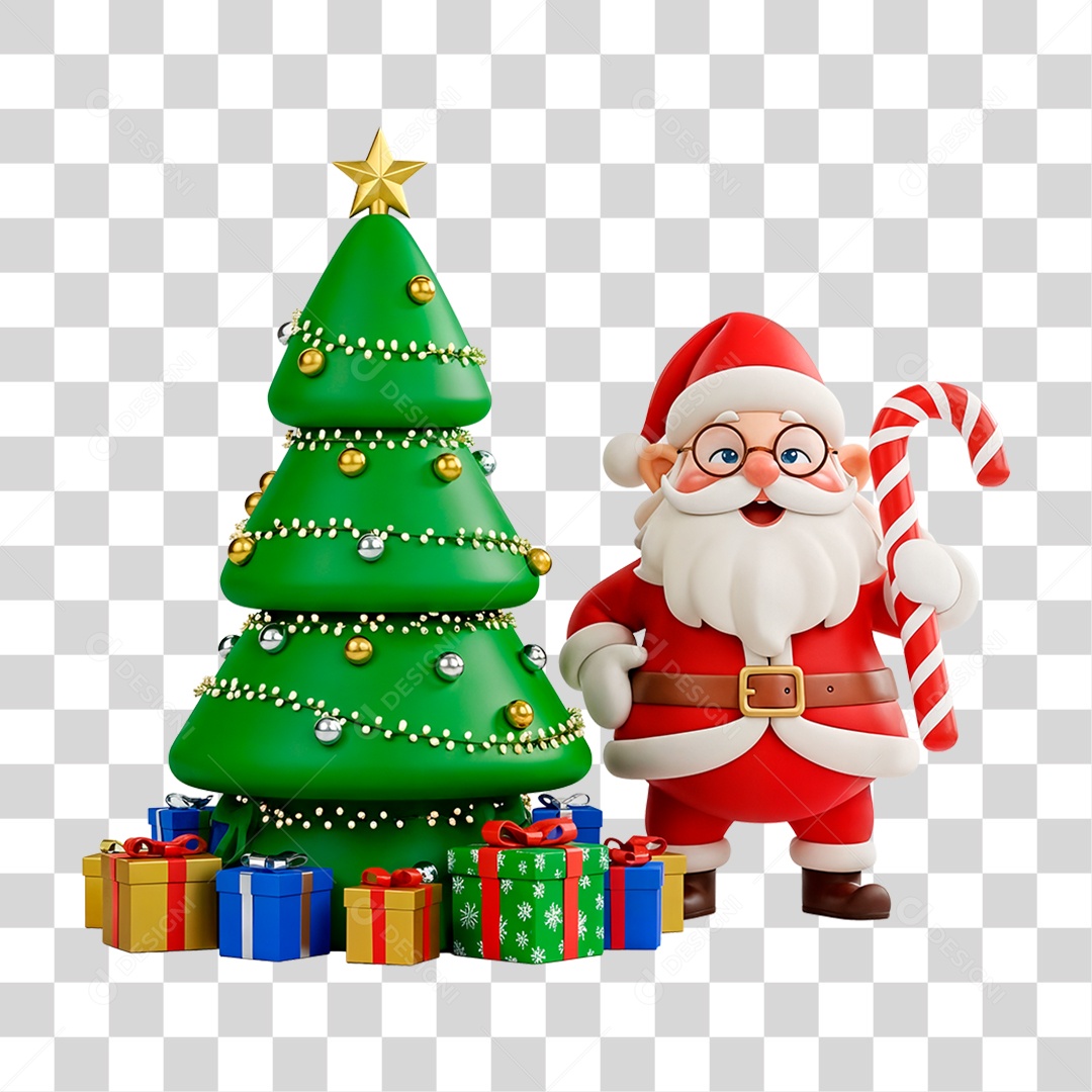 Personagem 3D Papai Noel PNG Transparente