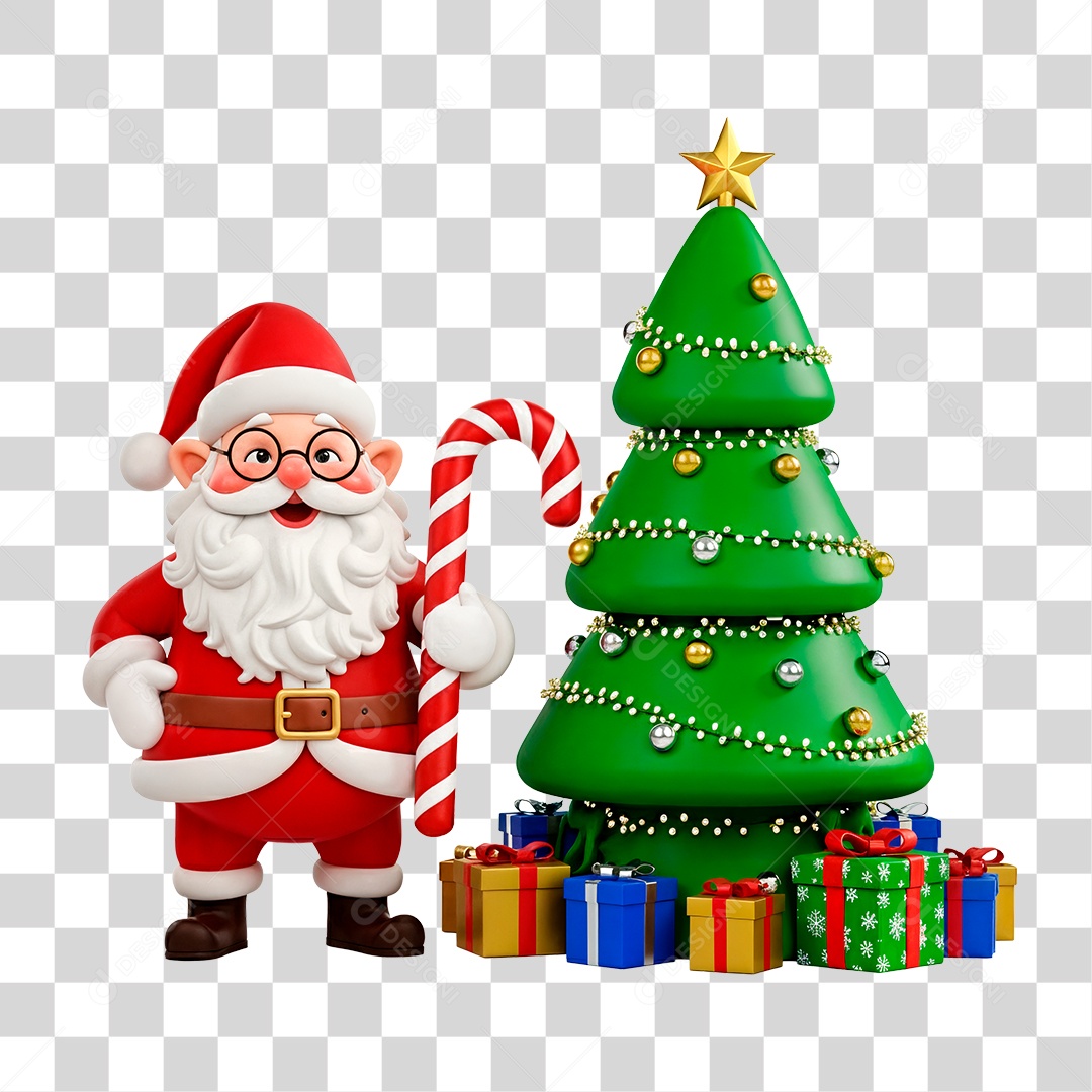 Personagem 3D Papai Noel PNG Transparente
