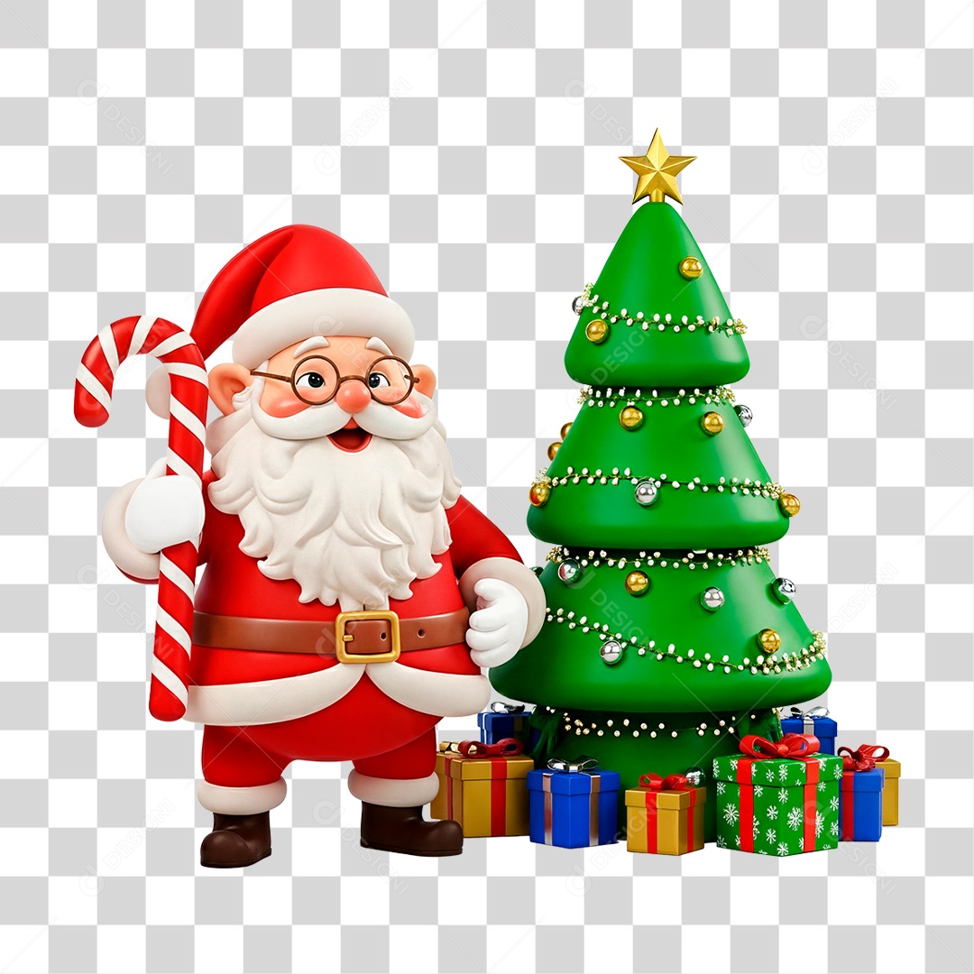 Personagem 3D Papai Noel PNG Transparente
