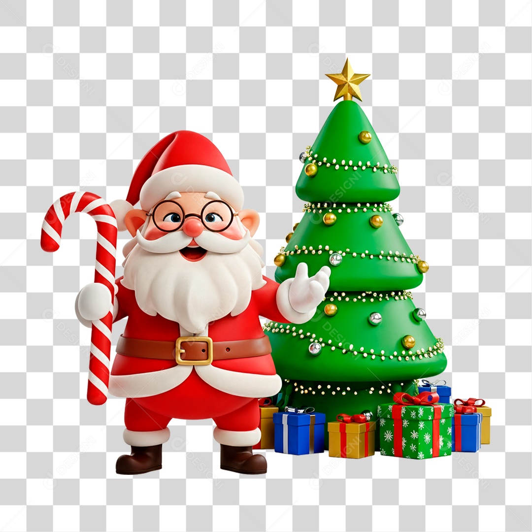 Personagem 3D Papai Noel PNG Transparente