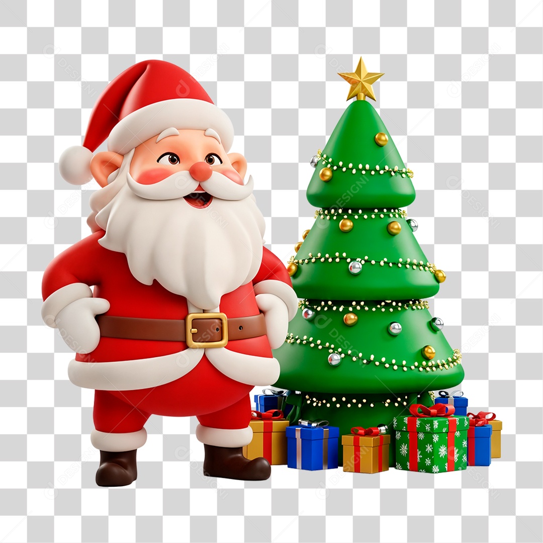 Personagem 3D Papai Noel PNG Transparente