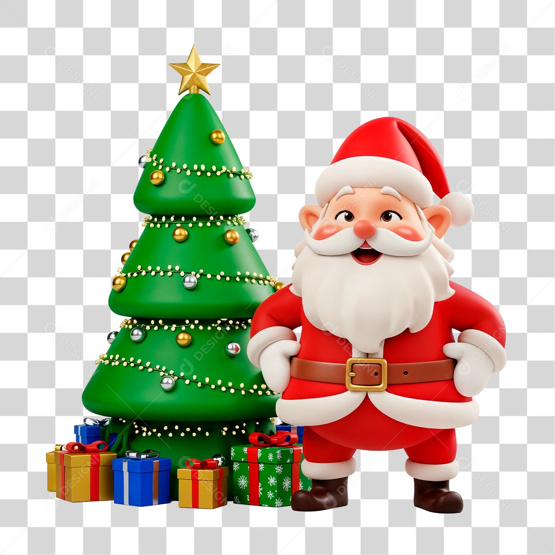 Personagem 3D Papai Noel PNG Transparente