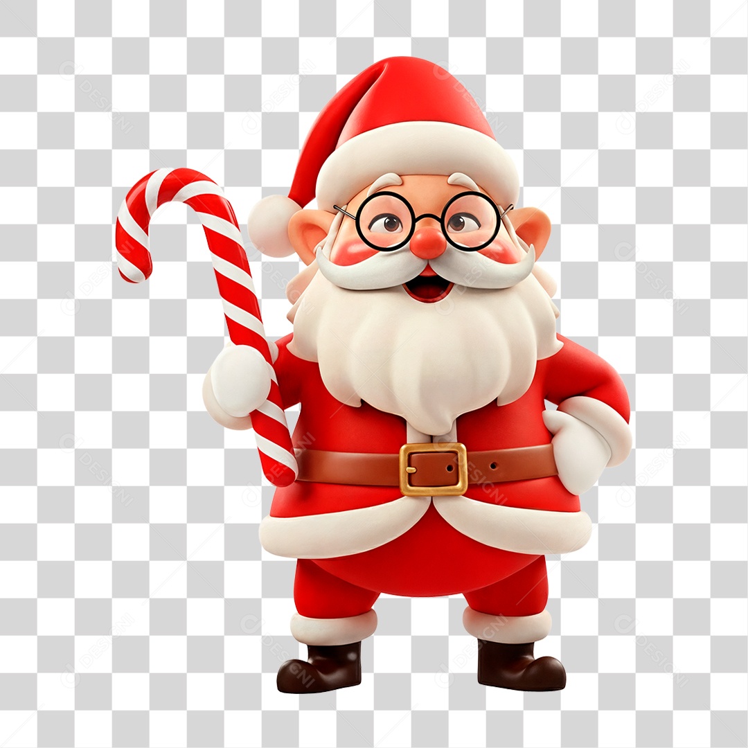 Personagem 3D Papai Noel PNG Transparente