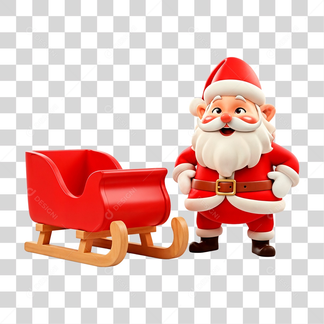 Personagem 3D Papai Noel PNG Transparente