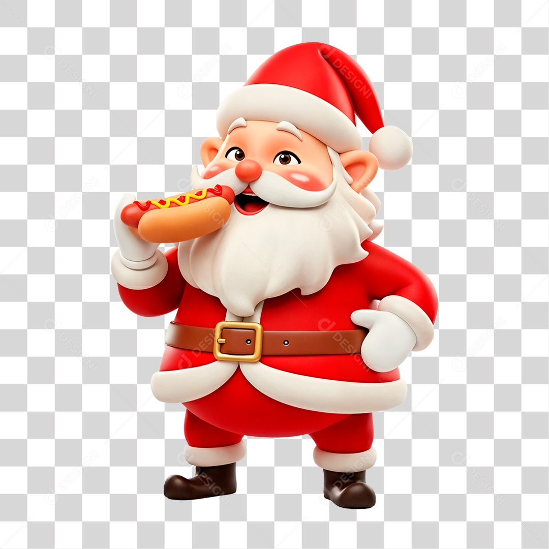 Personagem 3D Papai Noel PNG Transparente
