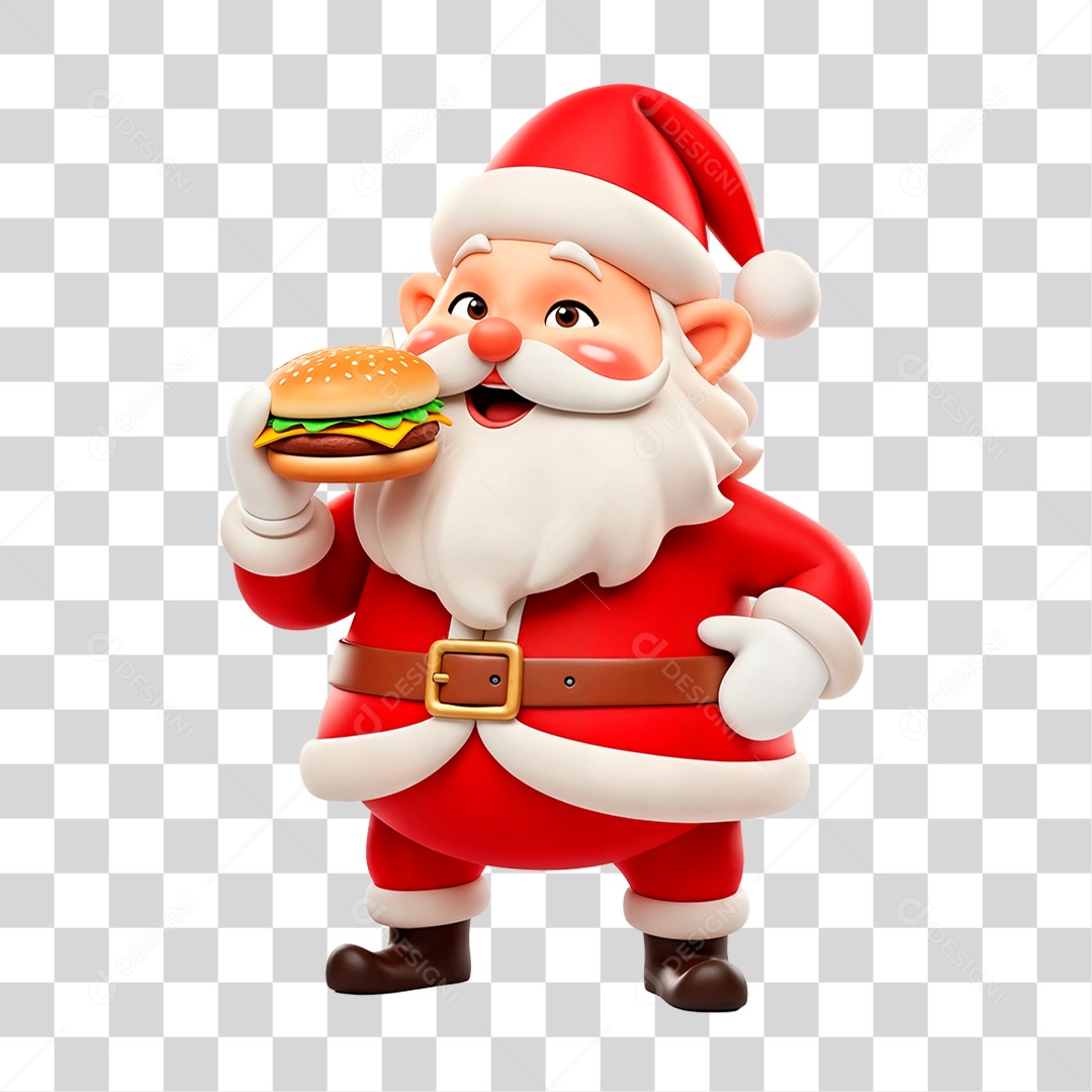 Personagem 3D Papai Noel PNG Transparente