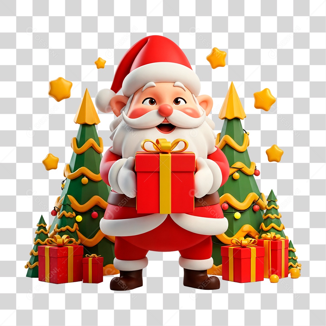 Personagem 3D Papai Noel PNG Transparente