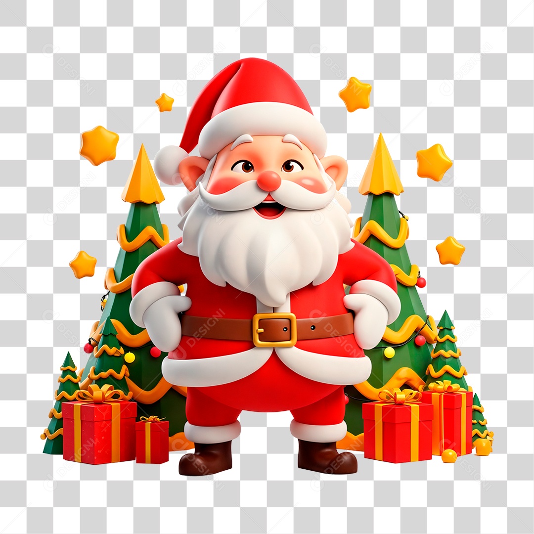 Personagem 3D Papai Noel PNG Transparente