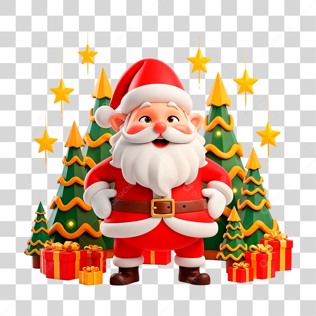 Personagem 3D Papai Noel PNG Transparente
