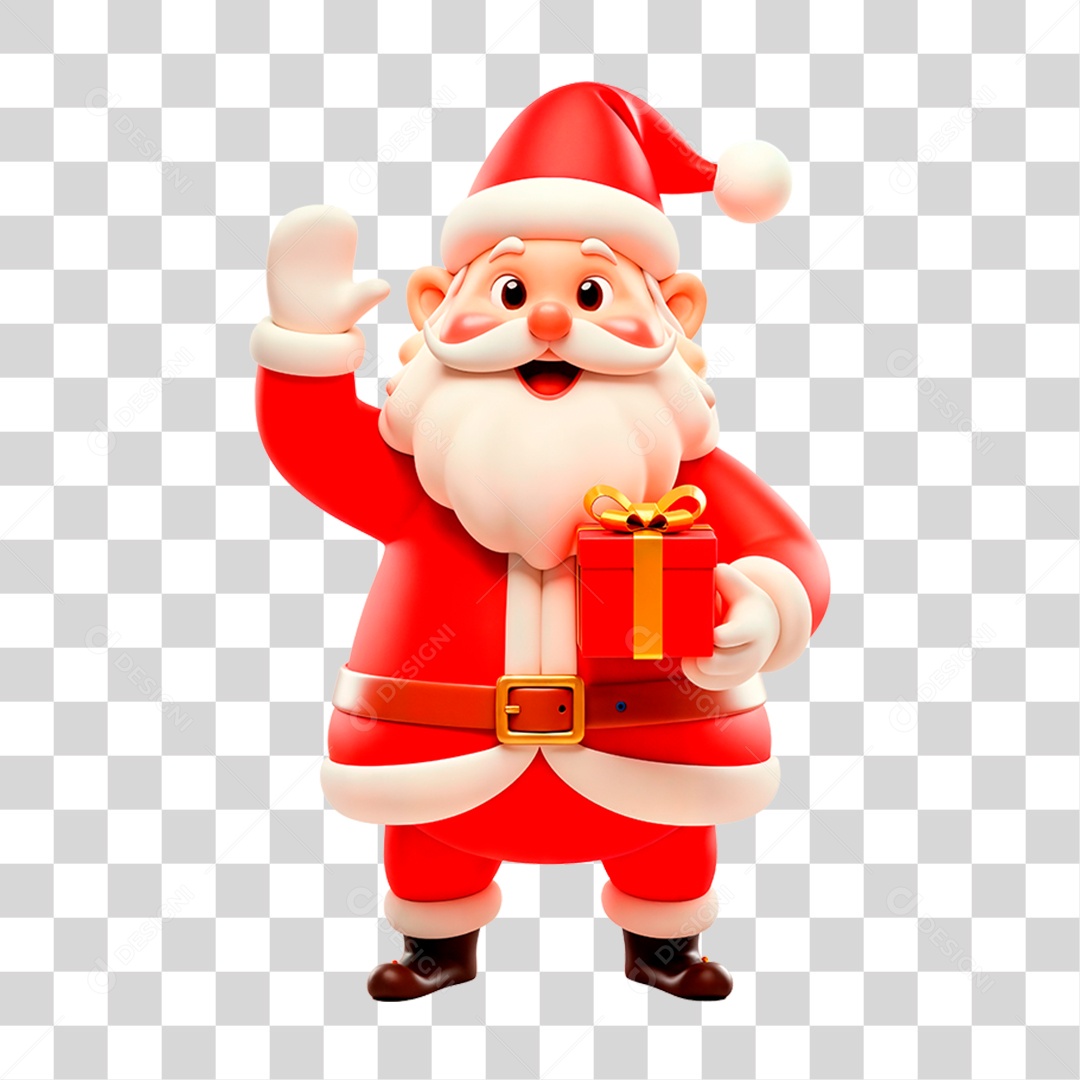 Personagem 3D Papai Noel PNG Transparente