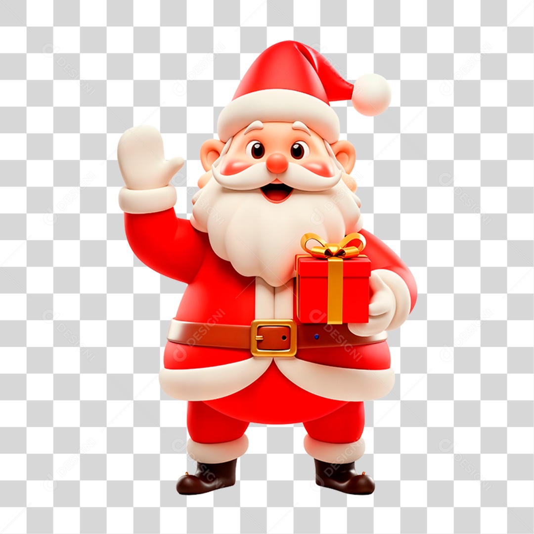 Personagem 3D Papai Noel PNG Transparente