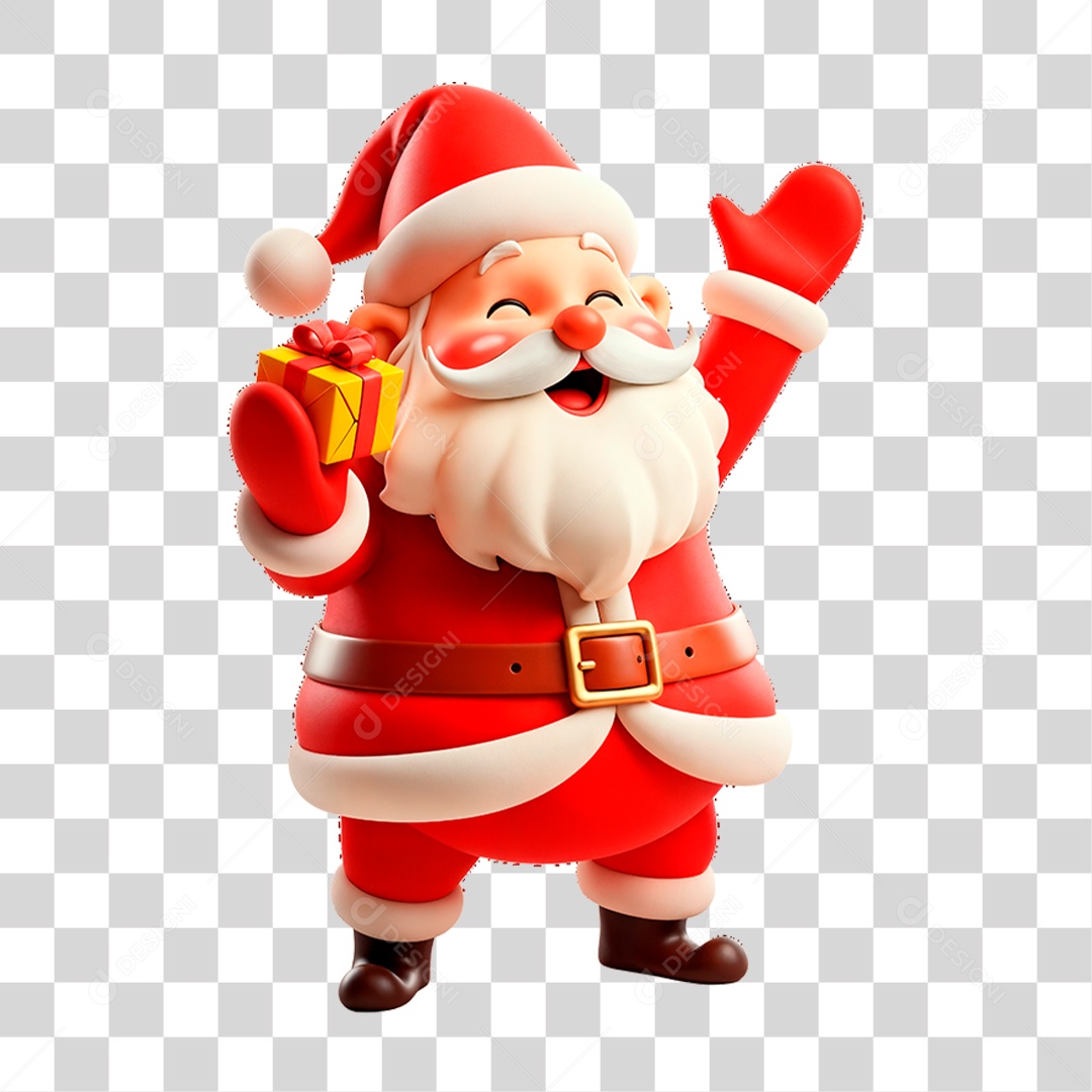 Personagem 3D Papai Noel PNG Transparente