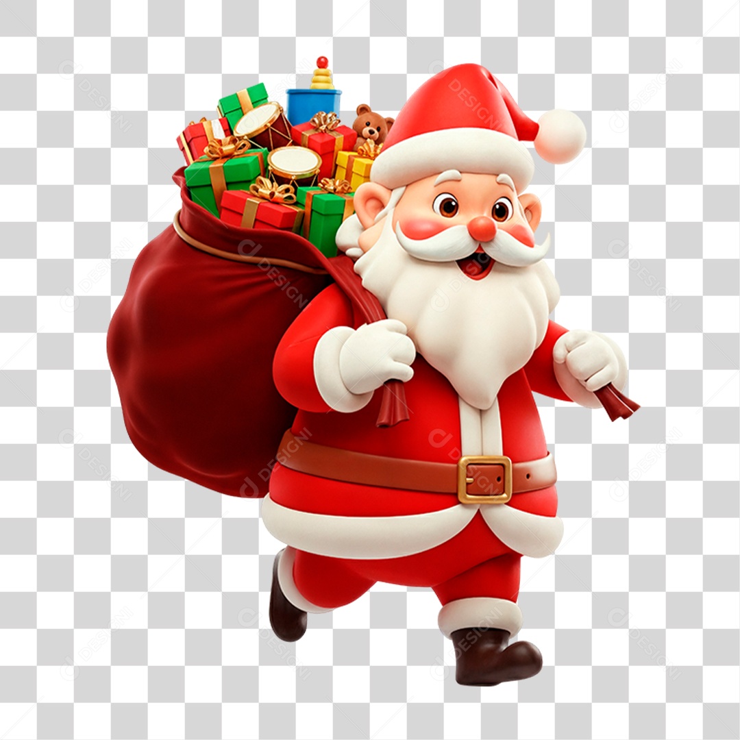 Personagem 3D Papai Noel PNG Transparente