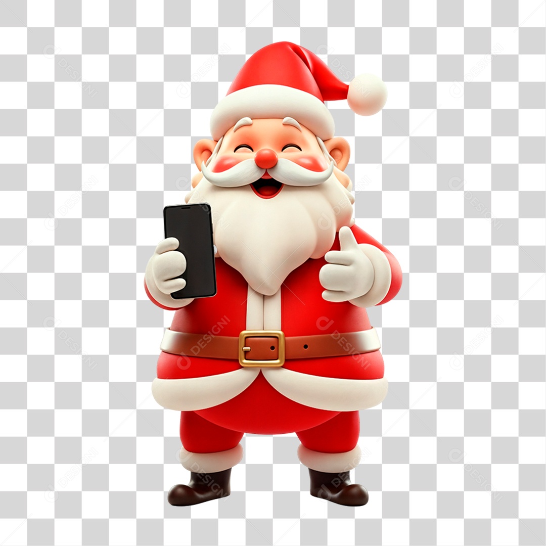 Personagem 3D Papai Noel PNG Transparente