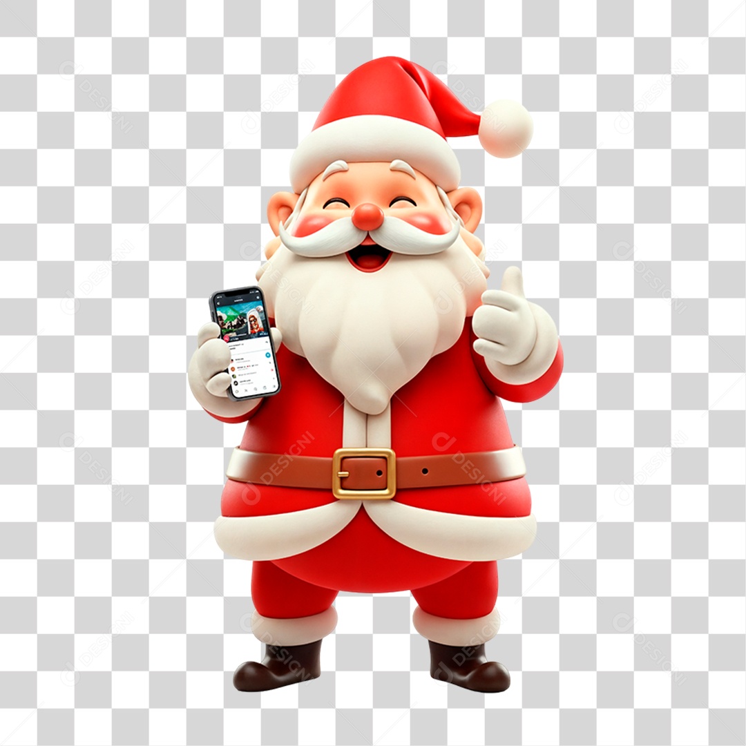Personagem 3D Papai Noel PNG Transparente
