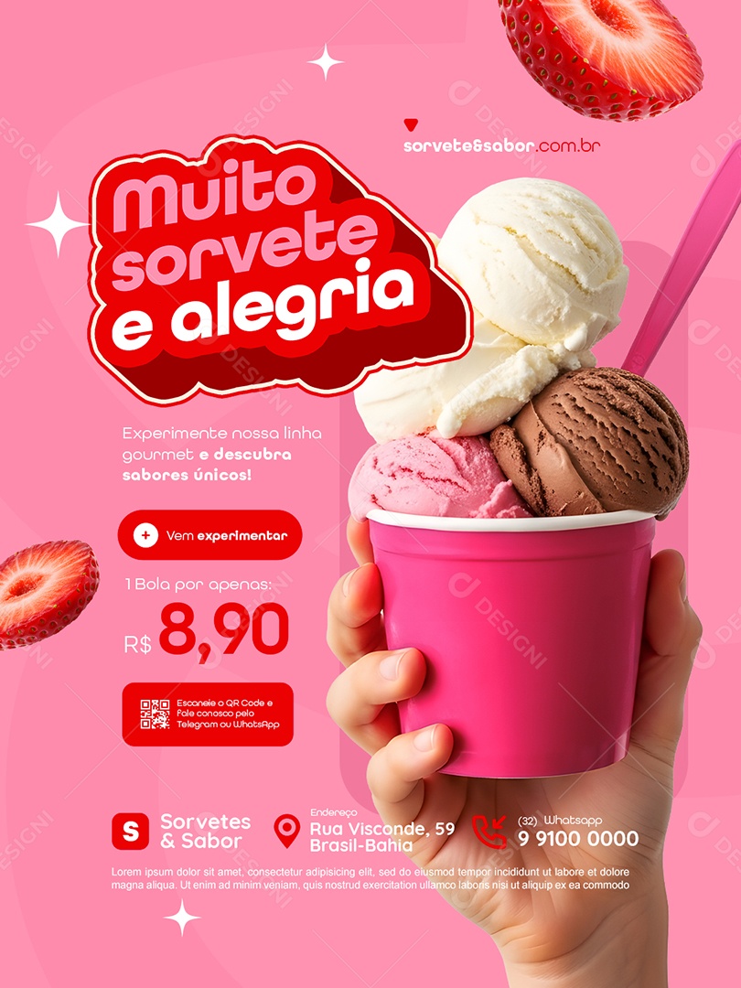Sorveteria Muito Sorvete e Alegria Social Media PSD Editável