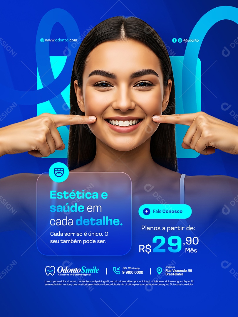 Clínica Odontológica Saúde em Cada Detalhe Social Media PSD Editável