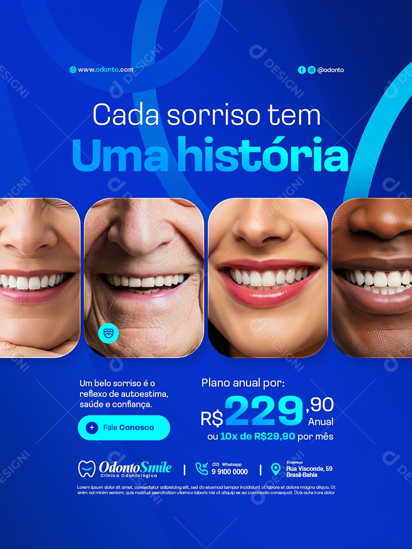 Clínica Odontológica Cada Sorriso Tem Uma História Social Media PSD Editável