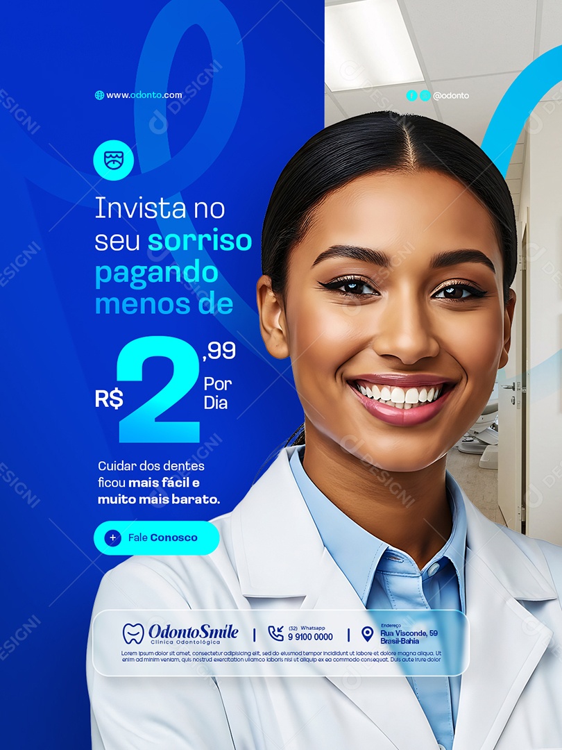 Clínica Odontológica Invista no Seu Sorriso Pagando Social Media PSD Editável