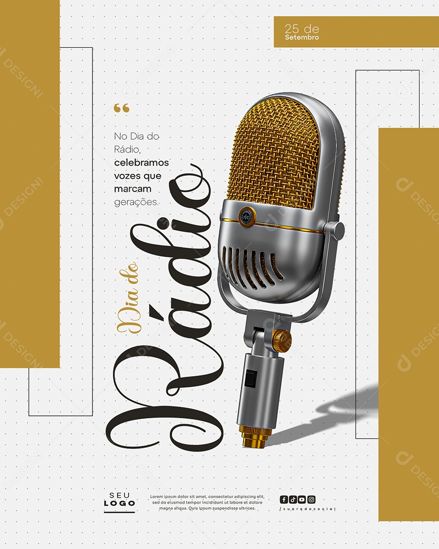 Dia do Rádio 25 de Setembro Social Media PSD Editável
