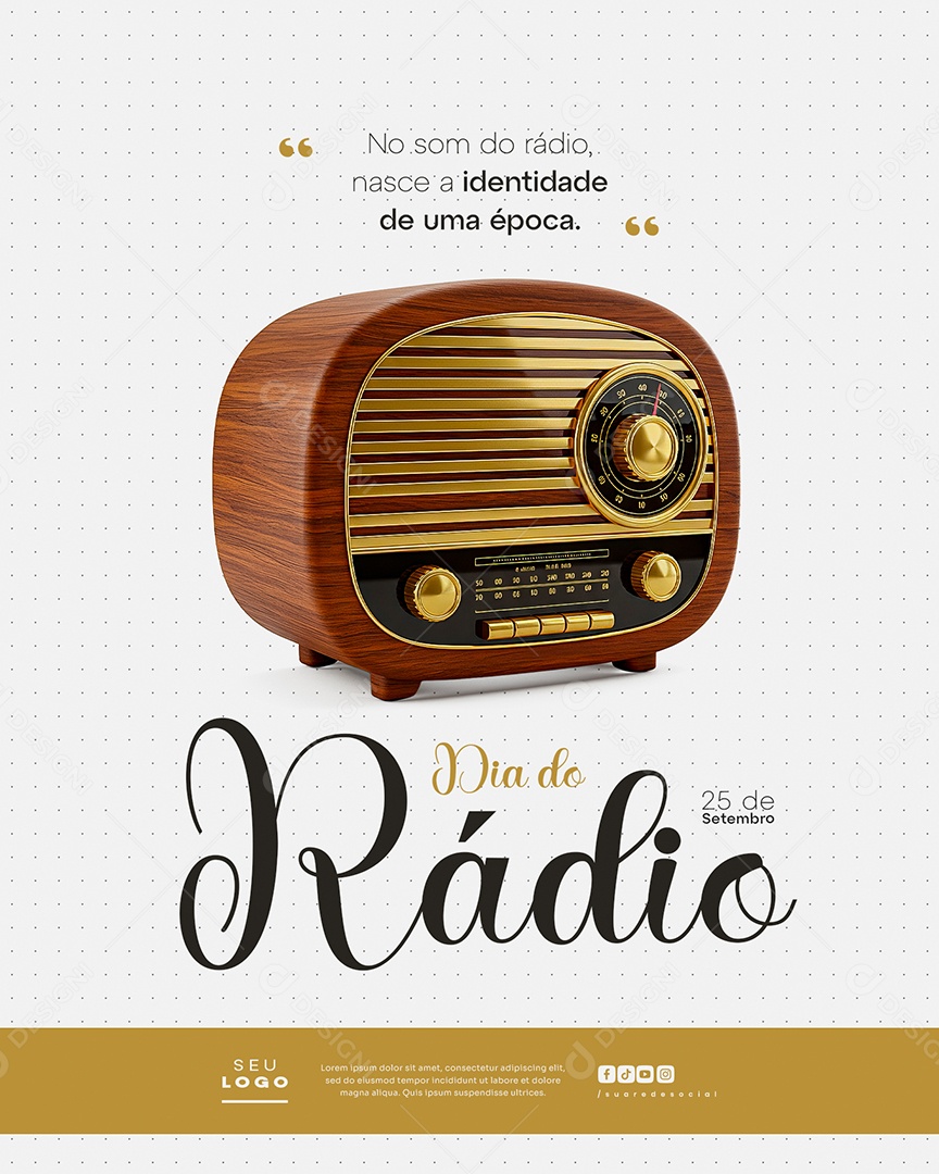 Dia do Rádio 25 de Setembro Identidade de Uma Época Social Media PSD Editável