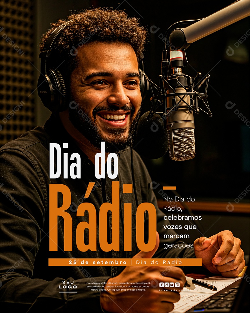 Dia do Rádio 25 de Setembro Social Media PSD Editável