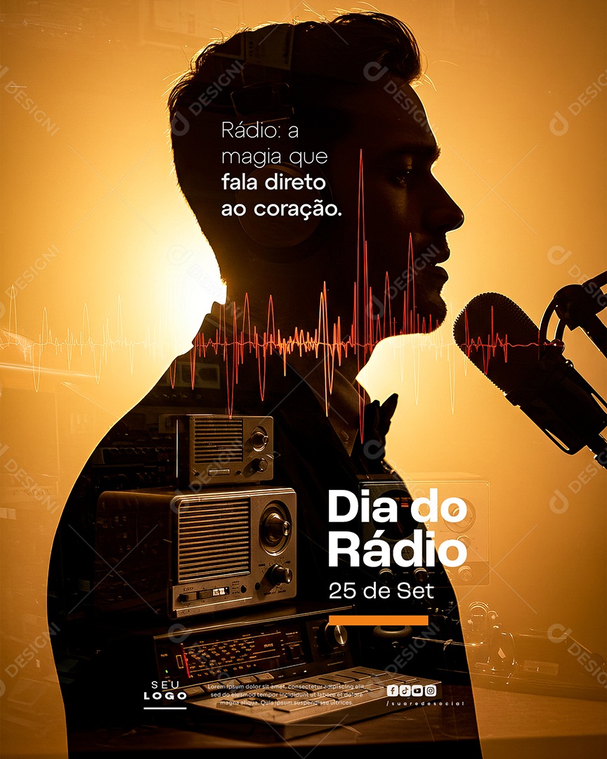 Dia do Rádio 25 de Setembro Social Media PSD Editável