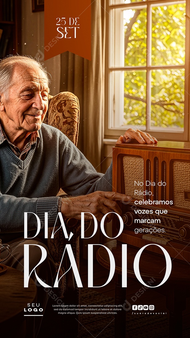 Story Dia do Rádio 25 de Setembro Social Media PSD Editável