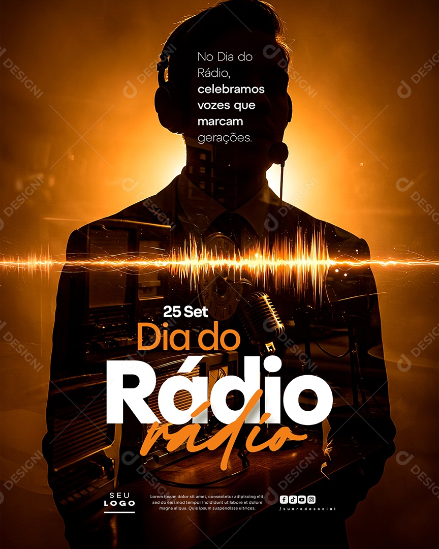 Dia do Rádio 25 de Setembro Celebramos Vozes Que Marcam Social Media PSD Editável