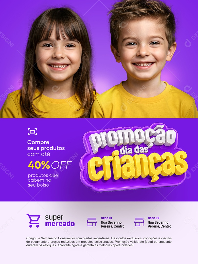 Promoção Dia das Crianças Compre seus Produtos Social Media PSD Editável