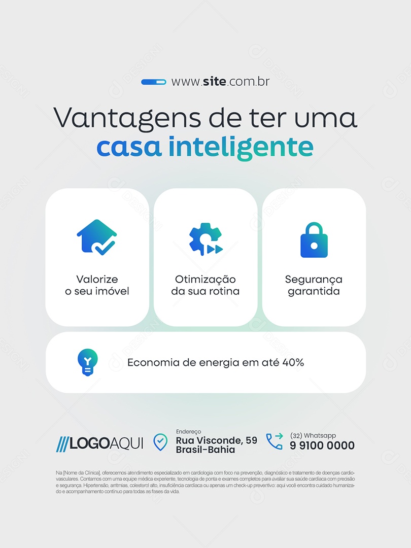 Casa Inteligente Vantagens de Ter Uma Casa Inteligente Social Media PSD Editável