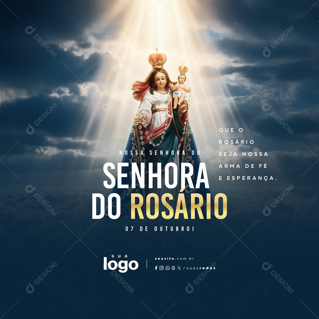 Dia de Nossa Senhora Rosário 07 de Outubro Social Media PSD Editável