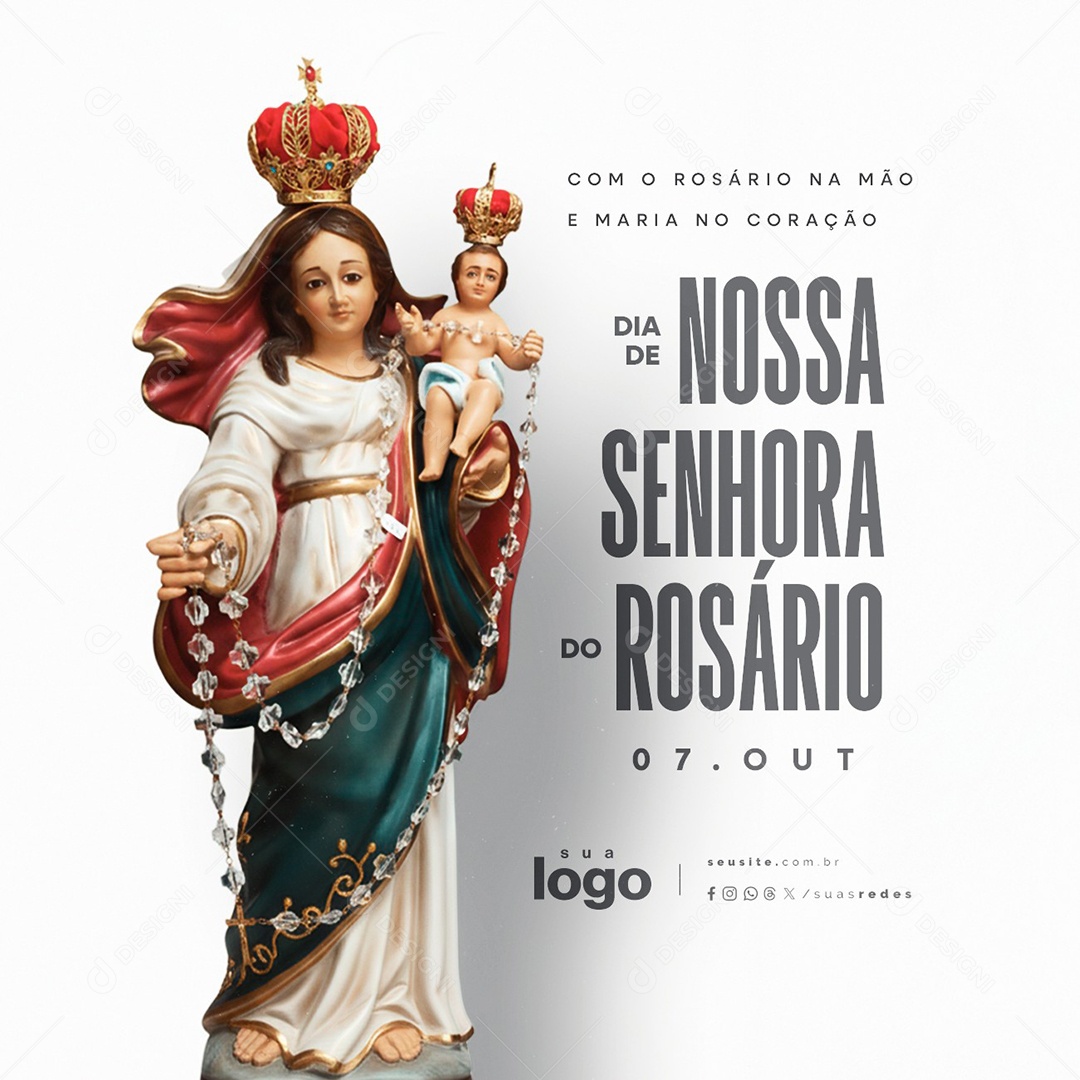 Dia de Nossa Senhora Rosário 07 de Outubro Social Media PSD Editável