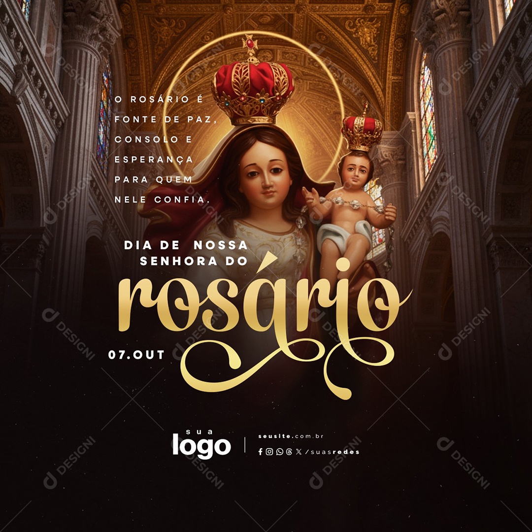 Dia de Nossa Senhora Rosário 07 de Outubro Social Media PSD Editável