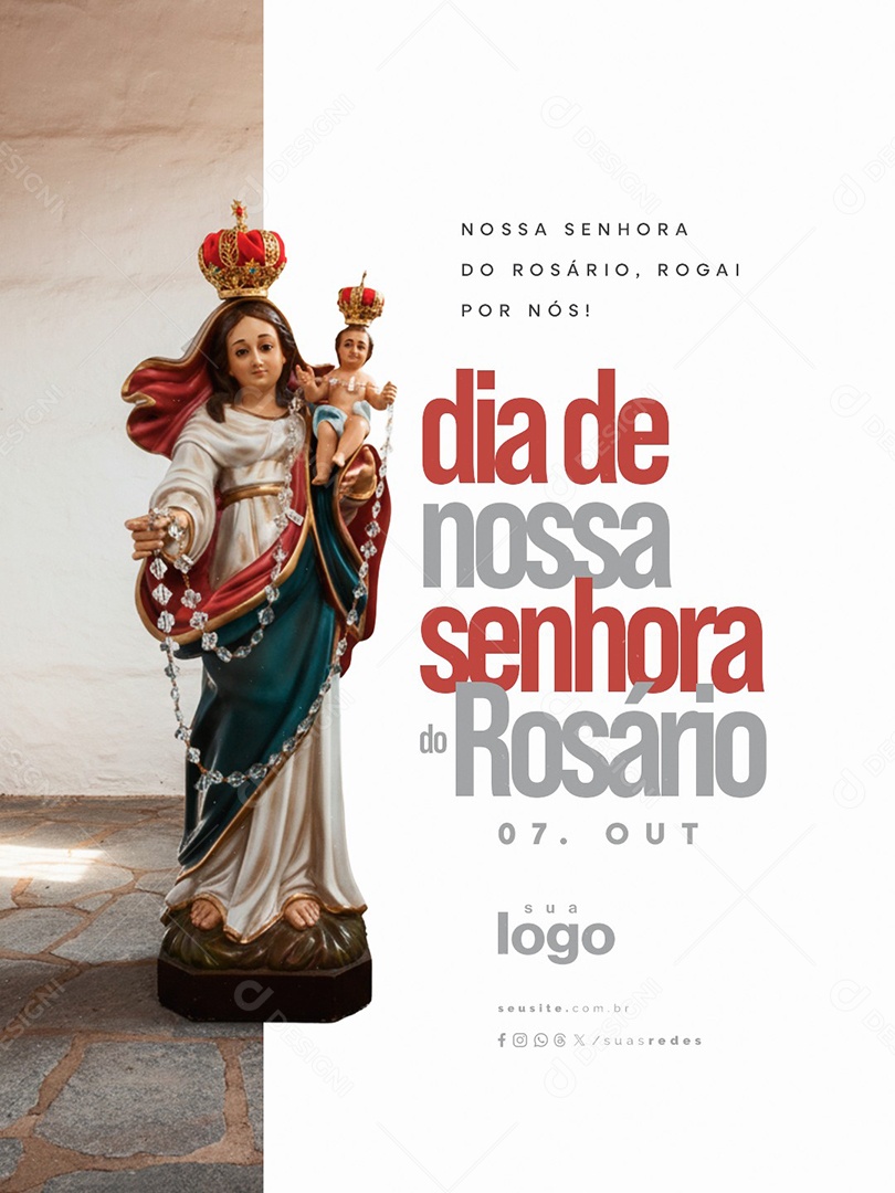 Dia de Nossa Senhora Rosário 07 de Outubro Social Media PSD Editável