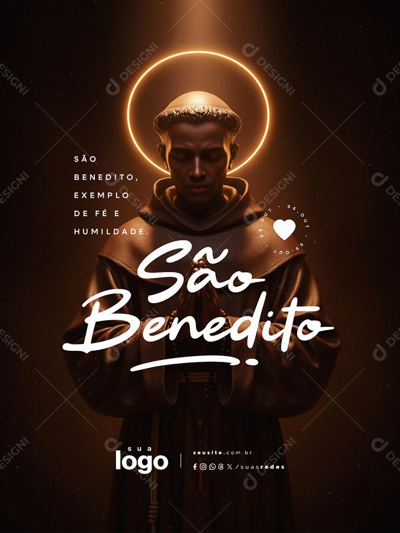Dia de São Benedito 05 de Outubro Social Media PSD Editável