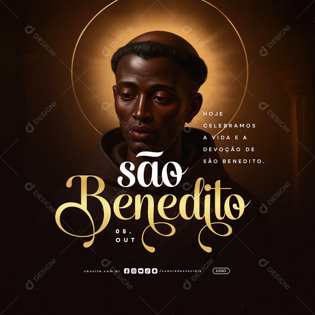 Dia de São Benedito 05 de Outubro Hoje Celebramos Social Media PSD Editável