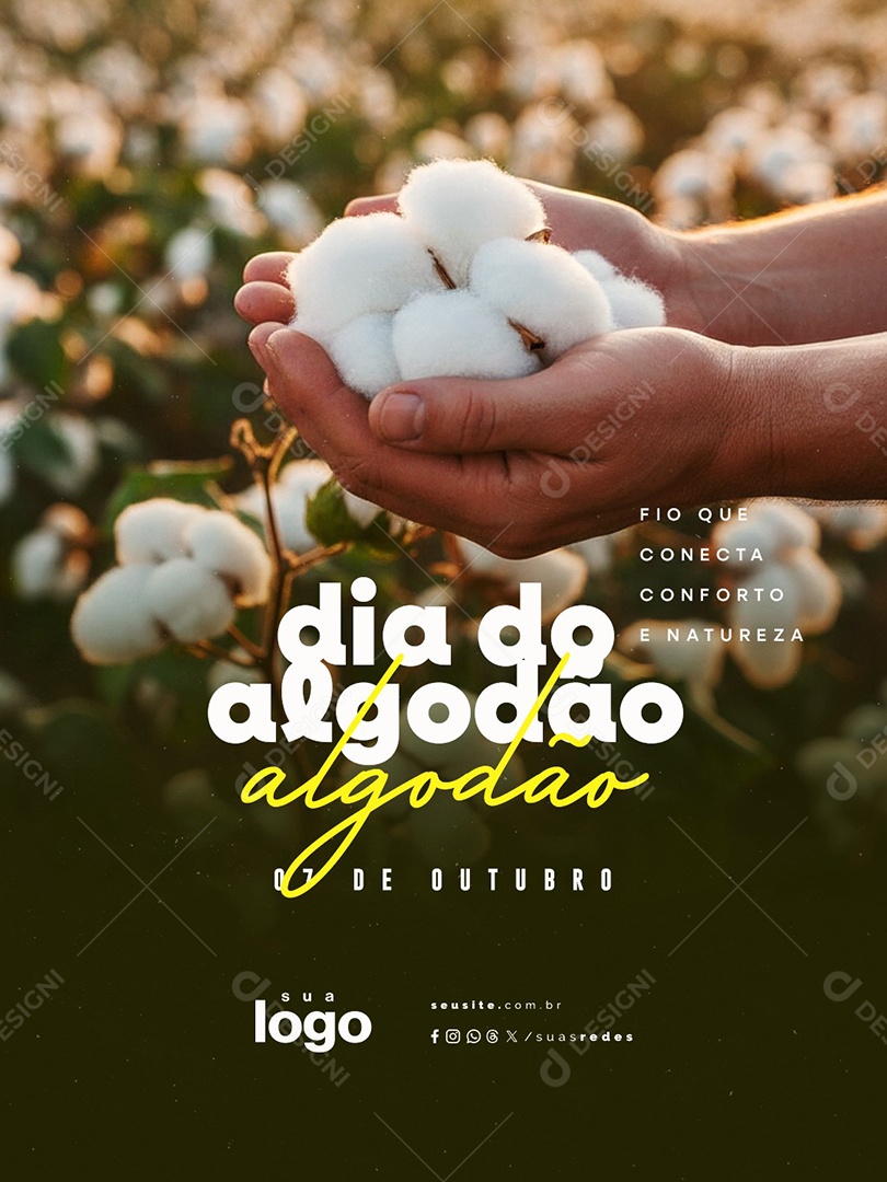 Dia do Algodão 07 de Outubro Social Media PSD Editável