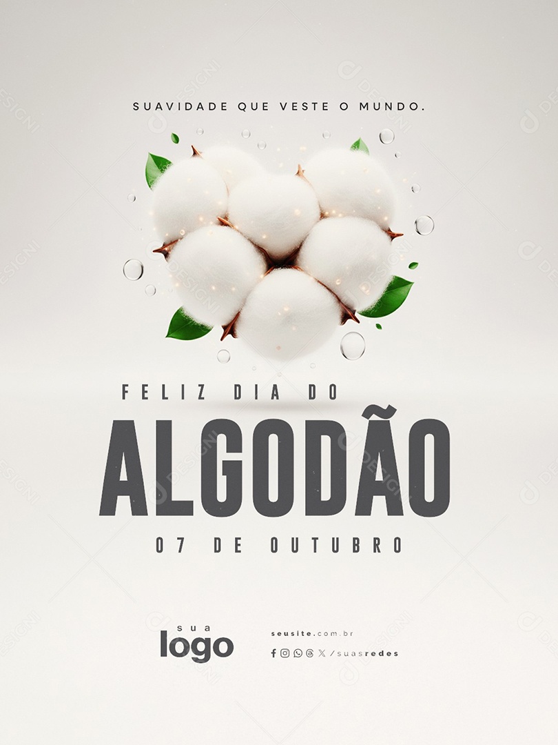 Feliz Dia do Algodão 07 de Outubro Social Media PSD Editável