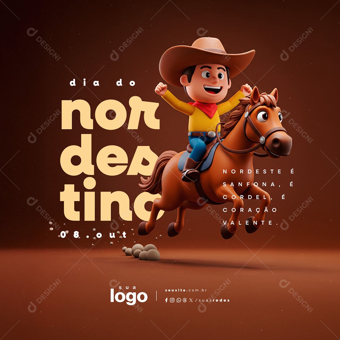 Dia do Nordestino 08 de Outubro Nordeste é Sanfona Social Media PSD Editável