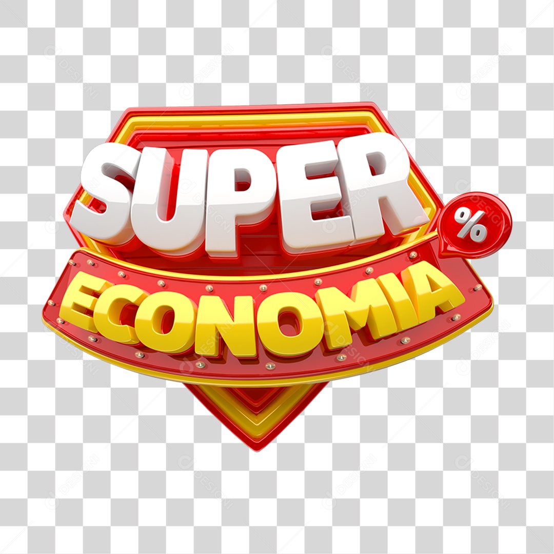 Selo 3D Super Economia PNG Transparente