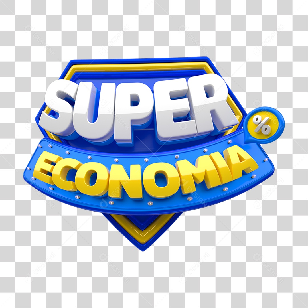 Selo 3D Super Economia PNG Transparente