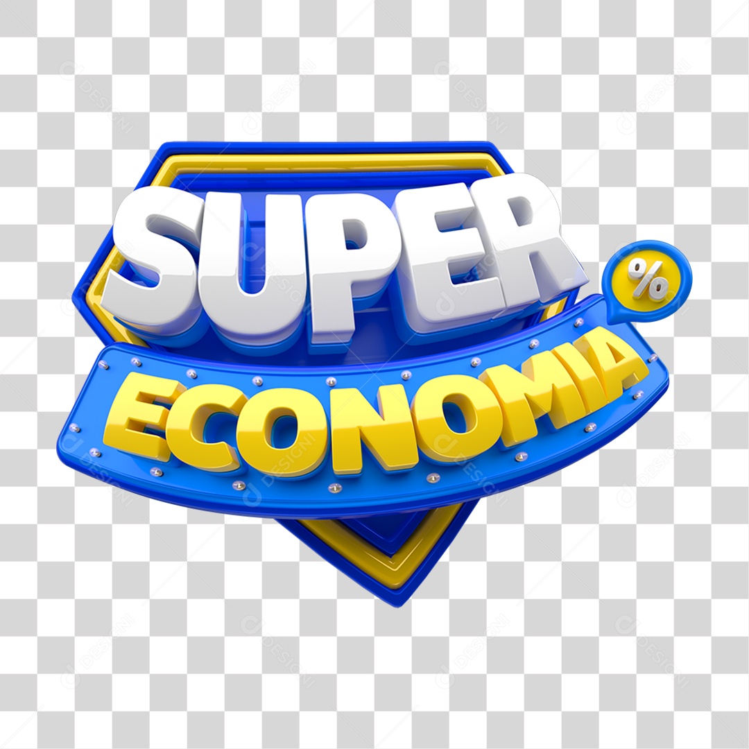 Selo 3D Super Economia PNG Transparente