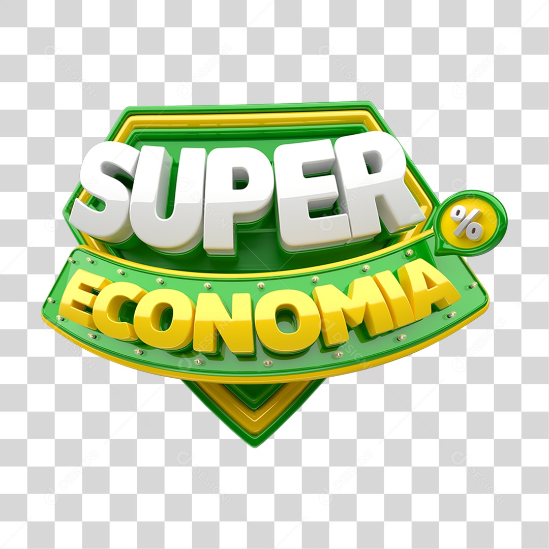 Selo 3D Super Economia PNG Transparente