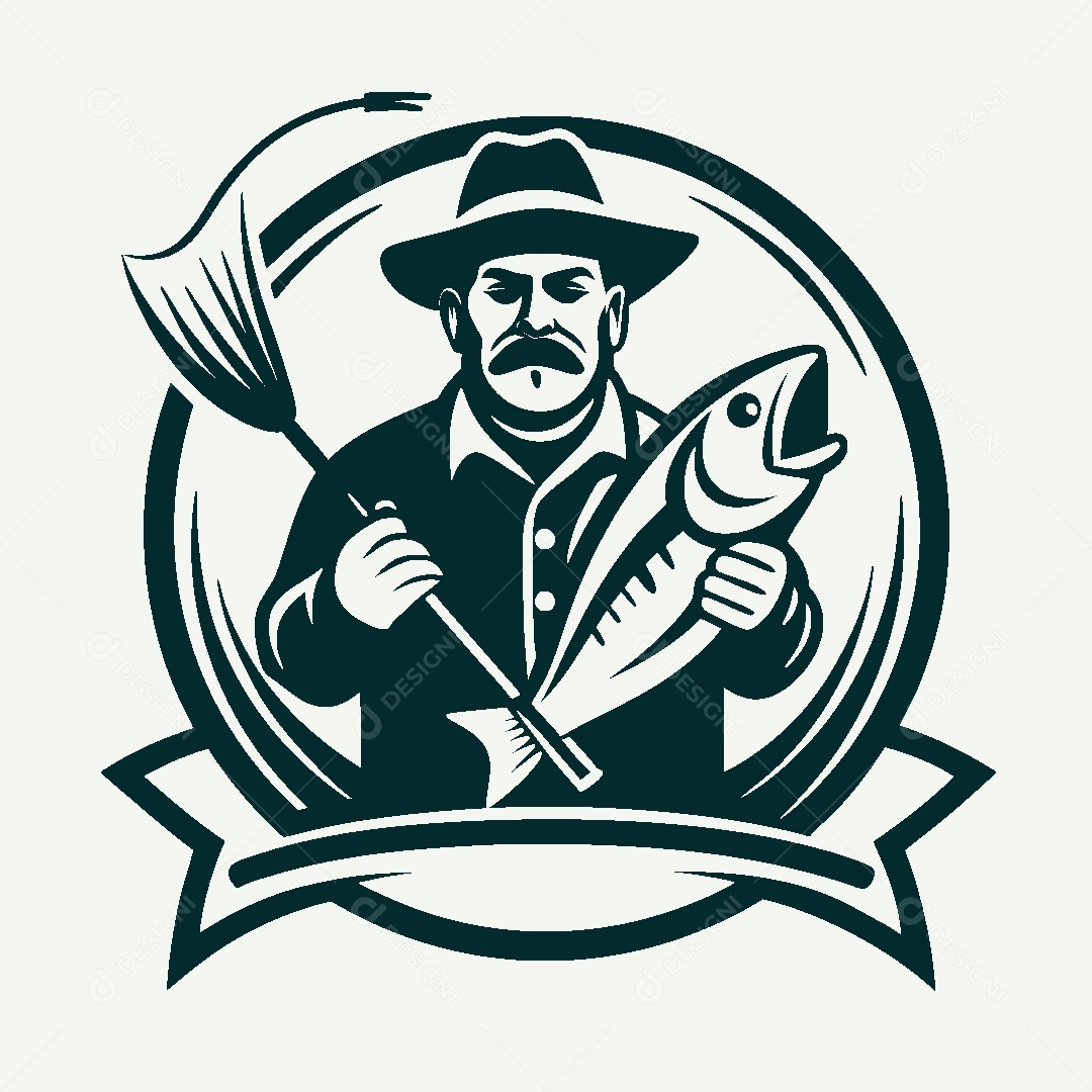 Modelo de Logo de Pescador Vetor EPS