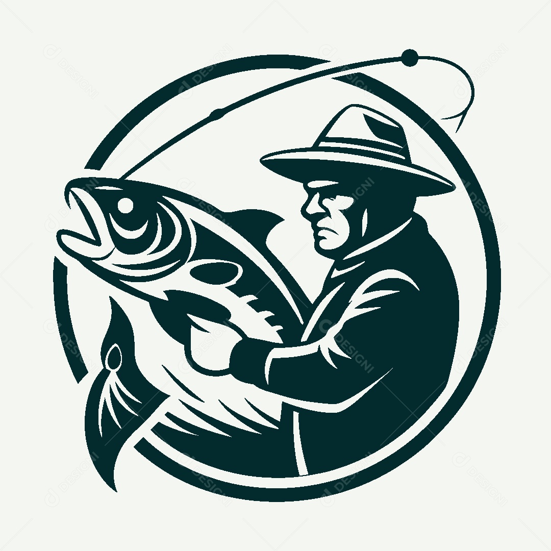 Modelo de Logo de Pescador Vetor EPS
