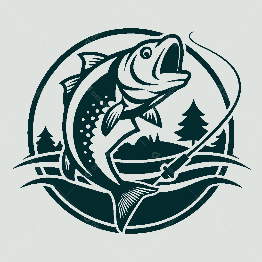Modelo de Logo de Pescador Vetor EPS