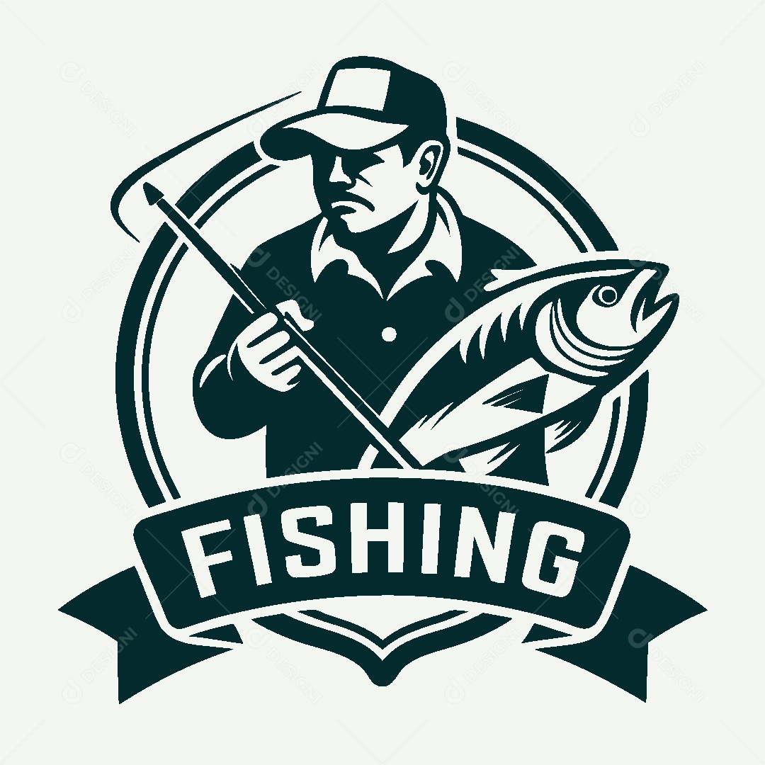 Modelo de Logo de Pescador Vetor EPS