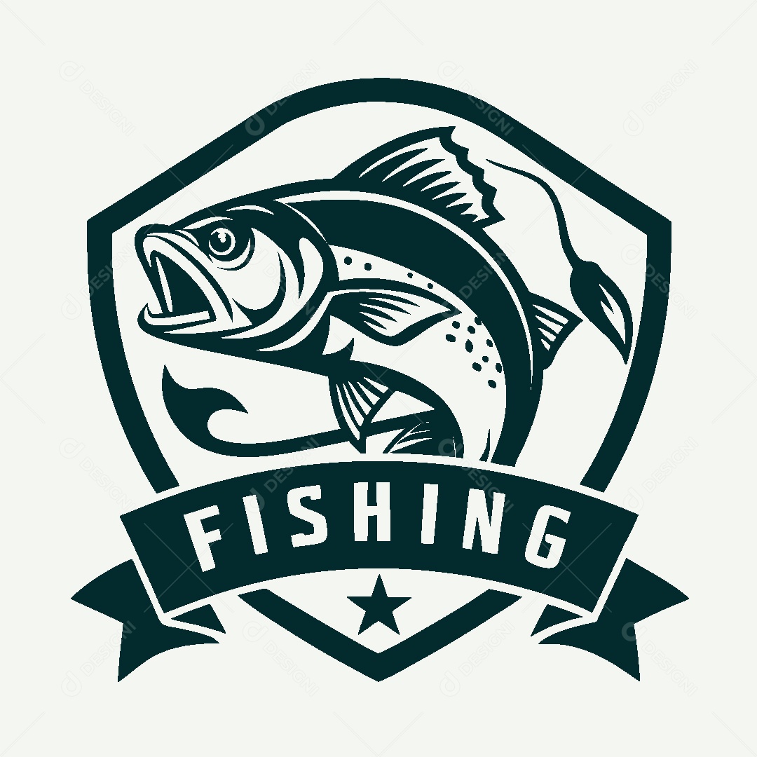 Modelo de Logo de Pescador Vetor EPS