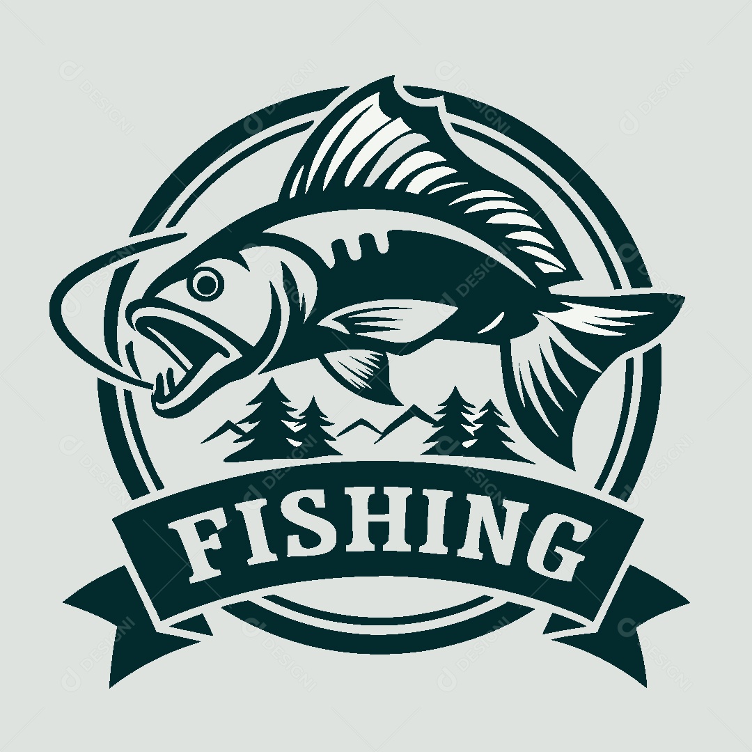 Modelo de Logo de Pescador Vetor EPS